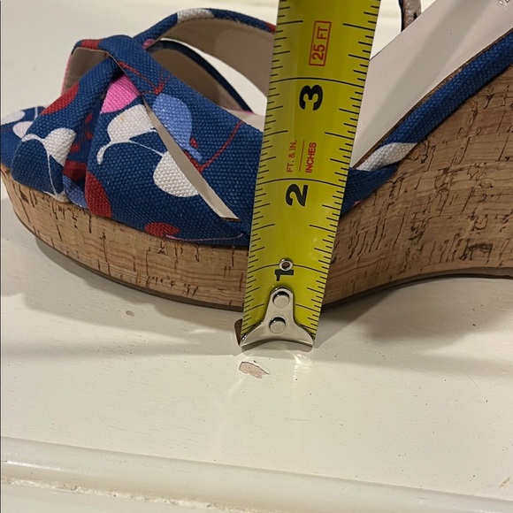LK Bennett Linette Navy and Pink Patterned Wedge Sandals - Picture 10 of 10